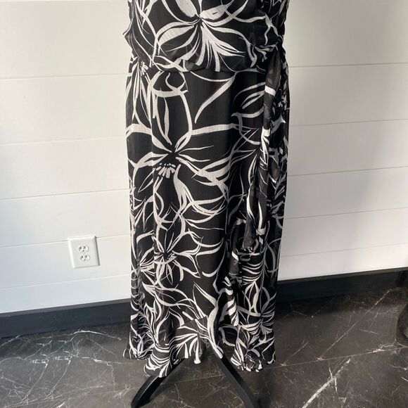 London Times Floral Side-Tie Ruffle Maxi Wrap Dress Size 14 - Picture 6 of 13